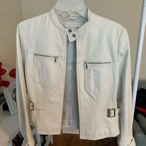 White lamb leather jacket